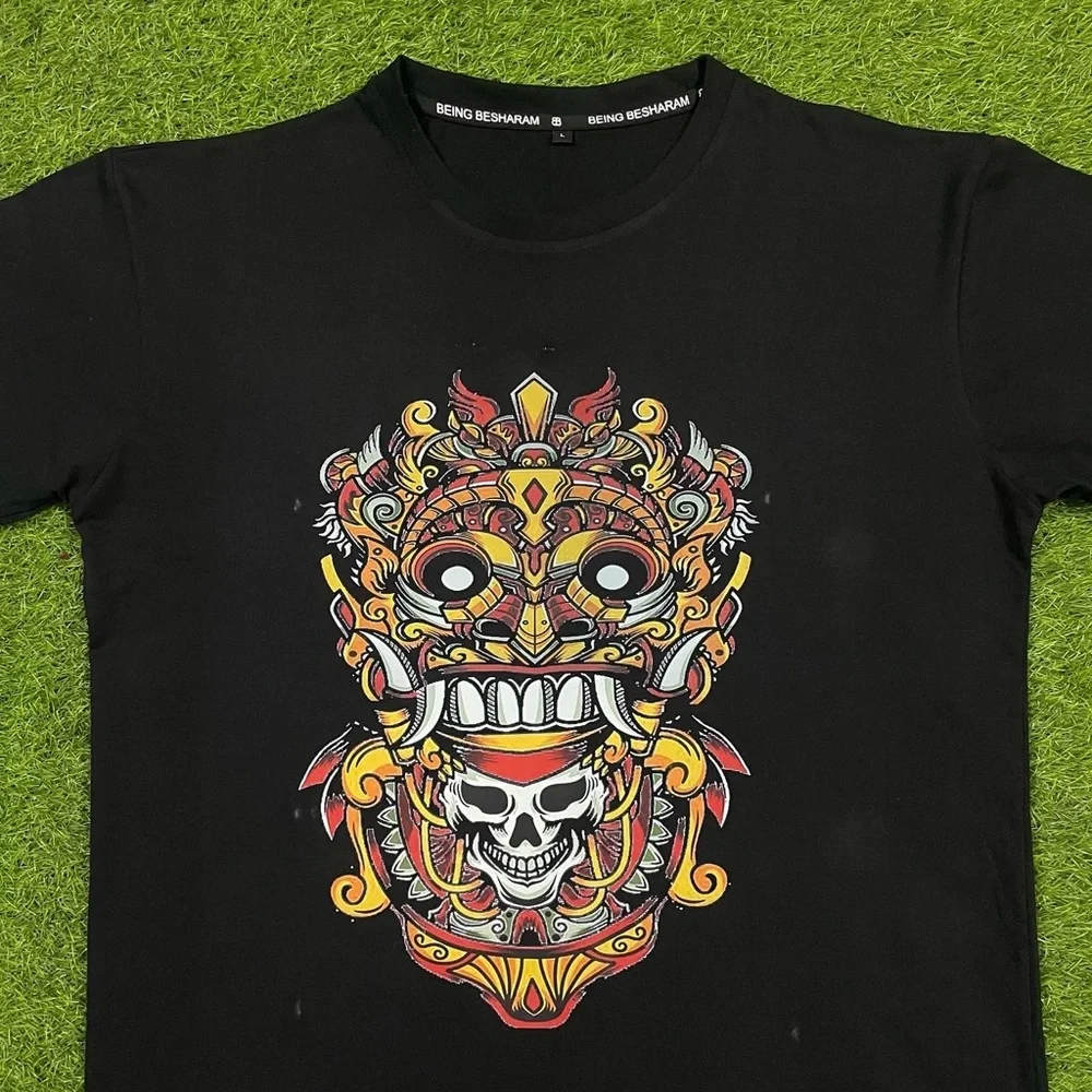 Barong mask crew neck black unisex graphic T-shirt - Picture 3 of 5